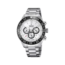 Festina - Herrenuhr Chrono Ceramic in Stahl mit weißem Zifferblatt