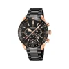 Festina - Herrenuhr Chrono Ceramic in Stahl schwarz/roségold mit schwarzem Zifferblatt