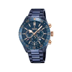 Festina - Herrenuhr Chrono Ceramic in blauem Stahl mit blauem Zifferblatt
