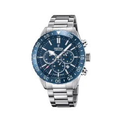 Festina - Herrenuhr Chrono Ceramic aus Stahl mit blauem Zifferblatt