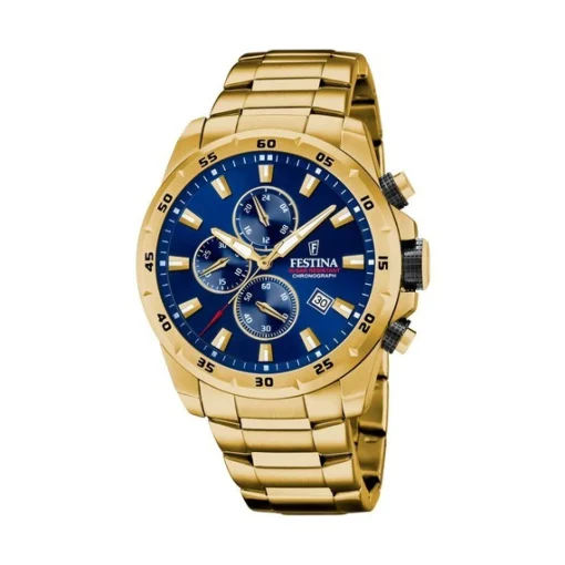 Festina - Keramik Herrenuhr aus rosévergoldetem Silber mit schwarzem Kautschukarmband
