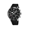 Festina - Keramik Herrenuhr aus Silber mit schwarzem Kautschukband