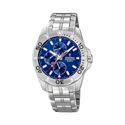 Festina - Multifunktions-Herrenuhr aus Silber mit blauem Zifferblatt