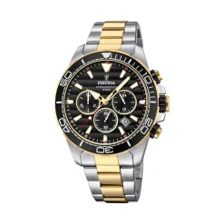 Festina - Prestige Herrenuhr mit zweifarbigem goldenen Doppelzifferblatt und schwarzem Zifferblatt