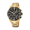 Festina - Prestige Herrenuhr in Gold doppelt mit schwarzem Zifferblatt und Stoppuhr
