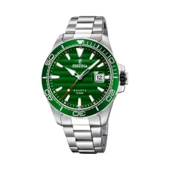 Festina - Prestige Herrenuhr aus Silber mit grünem Zifferblatt