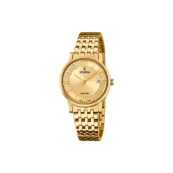 Festina - SWISS MADE Damenuhr in Gold doppelt mit goldenem Zifferblatt