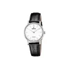 Festina - SWISS MADE Damenuhr aus Stahl mit schwarzem geprägtem Lederband