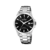 Festina - SWISS MADE Herrenuhr aus Stahl mit schwarzem Zifferblatt