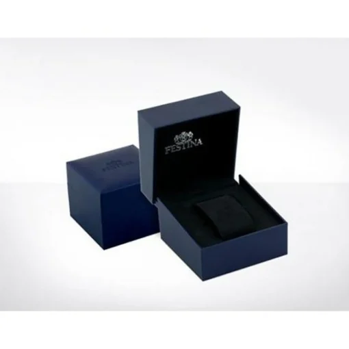 Festina - SWISS MADE Herrenuhr aus Stahl mit blauem Lederband