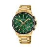 Festina - Zeitloser Chrono Herrenuhr in Gold mit grünem Zifferblatt