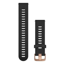 Garmin - Schnellspanner 20 mm. aus schwarzem Silikon mit Rot-Gold-Ton