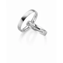 Gerstner - Trauringe aus 14kt. Weißgold mit Brillantmuster