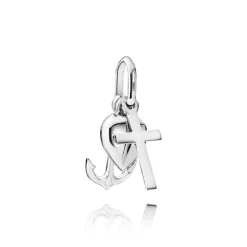 Glaube, Hoffnung und Liebe Anhänger in Silber - Groß
