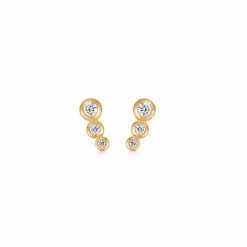 Gold & Silber Design - Ohrring 8kt. Gold mit insgesamt 6 Zirkonen