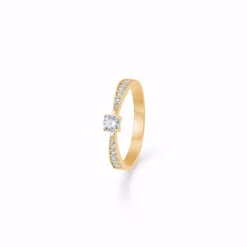 Gold & Silber Design - Solitär-Pavé-Ring mit Zirkonen aus 8kt. Gold