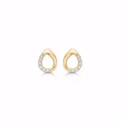 Guld og sølv design - Goldohrring 8kt. mit Zirkonia