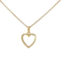 Herzanhänger aus 8-karätigem Gold mit zirkonia und vergoldete Kette 13 x 14 mm