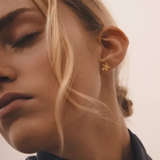 Izabel Camille - Stiefmütterchen-Ohrstecker in vergoldete silber