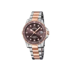 Jaguar - Lady's Diver Damenuhr aus rosafarbenem Bi-Comor-Silber mit burgunderrotem