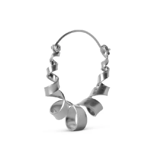 Jane Kønig - Big Curly Hoop in mattem Silber