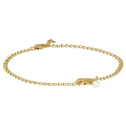 Jane Kønig - Leerzeichen armband i vergoldete silber m pearl