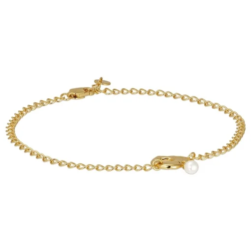 Jane Kønig - Leerzeichen armband i vergoldete silber m pearl