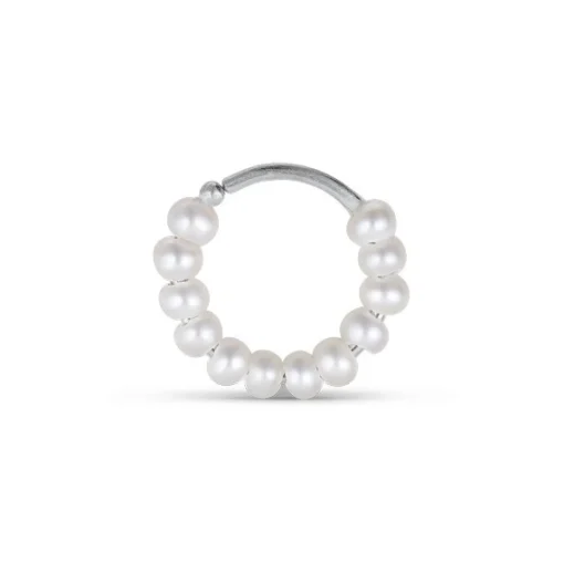 Jane Kønig - ROW Pearl Twist Ohrring mit Perlen in Silber