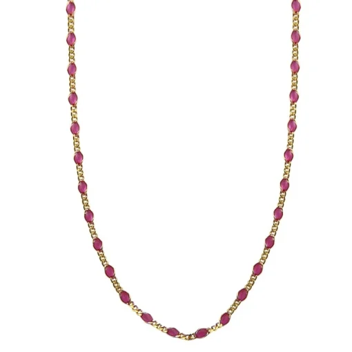 Jeberg Wild Rose Halskette in vergoldete silber mit rosa Kristall