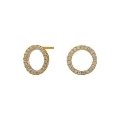 Joanli Nor - Anna- Runder vergoldeter Ohrring mit Zirkonia - 10mm