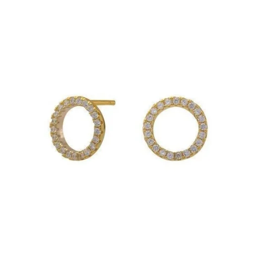 Joanli Nor - Anna- Runder vergoldeter Ohrring mit Zirkonia - 10mm
