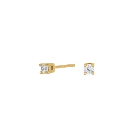 Joanli Nor - HegeNor-Ohrringe aus vergoldetem Silber mit Zirkonia 3mm.