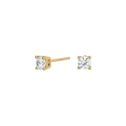 Joanli Nor - HegeNor-Ohrringe aus vergoldetem Silber mit Zirkonia 4mm.