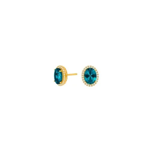 Joanli Nor - MILLENOR blaue Ohrstecker in vergoldete silber mit Zirkon