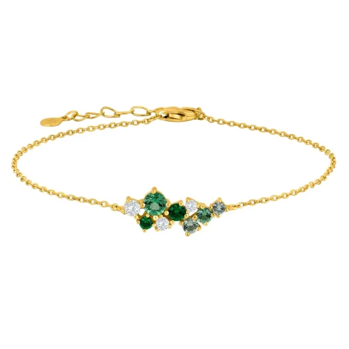 Joanli Nor - NADINENOR armband i vergoldete silber w. grün zirkonia
