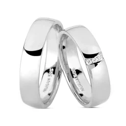 14 kt Weißgold Ringe - Glänzend - 3x0,01 kt. Brillanten