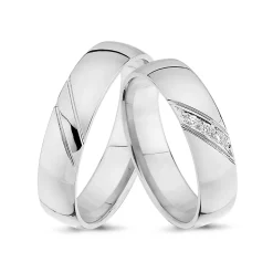14 kt Weißgold Ringe - 3x0,01 Brillanten