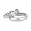 14 kt. Weißgoldring - 1x0,20 kt + 54x0,01 kt. Diamanten