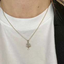 Lebensbaum aus 8 Karat Gold mit Zirkonia mit vergoldeter Kette