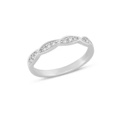 Lilienblatt - Ring aus 14 Karat Weißgold mit Diamanten von insgesamt 0,14 Karat