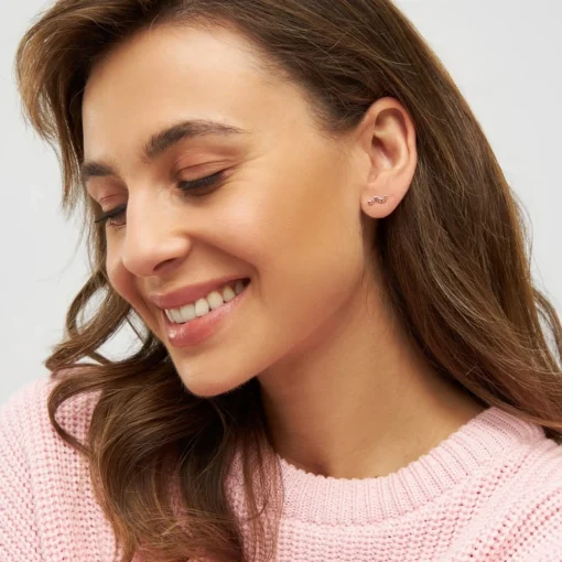 LULU Copenhagen Schlangenohrring aus vergoldete silber mit rosa Kristall