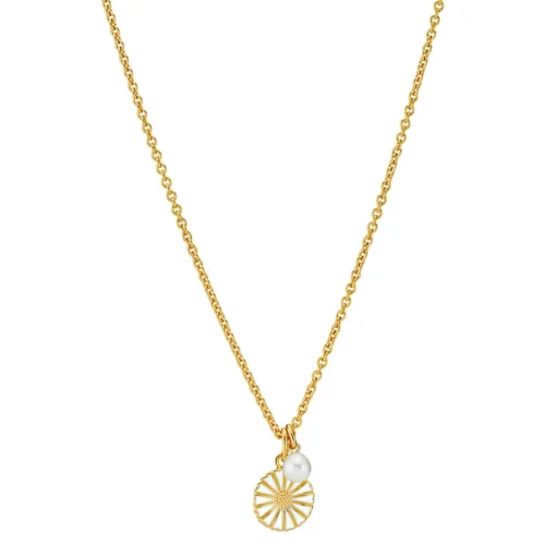 Lund Copenhagen - Margeritenhalskette mit Blume und Perle (11mm)