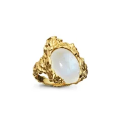 Maanesten - Göttin-Ring mit einem Mondstein in vergoldetem Silber