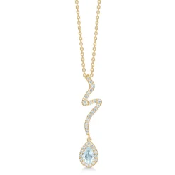 Mads Z - Aquatic Anhänger aus 14 kt Gold mit Aquamarin + 0,21ct.W.SI