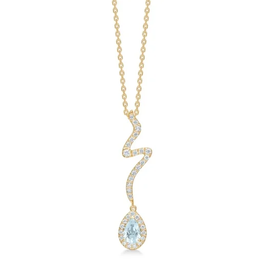 Mads Z - Aquatic Anhänger aus 14 kt Gold mit Aquamarin + 0,21ct.W.SI