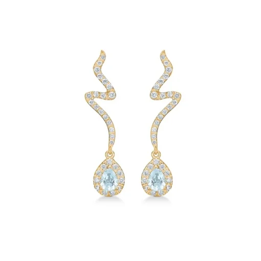 Mads Z - Aquatic Ohrringe aus 14 kt Gold mit Aquamarin+0,28ct.W.SI