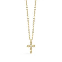 Mads Z - Ave Halskette mit Kreuz und Zirkonen aus 8kt. Gold