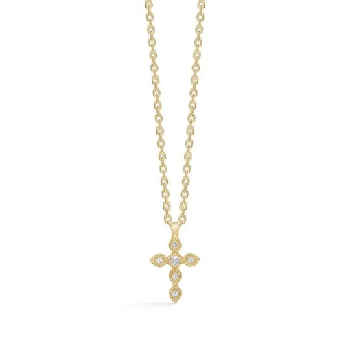 Mads Z - Ave Halskette mit Kreuz und Zirkonen aus 8kt. Gold