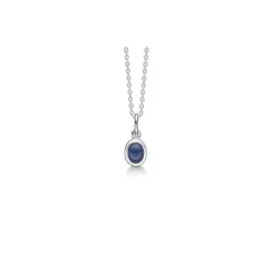 Mads Z - Cabochon-Halskette aus Silber mit blauem Saphir mit Kette