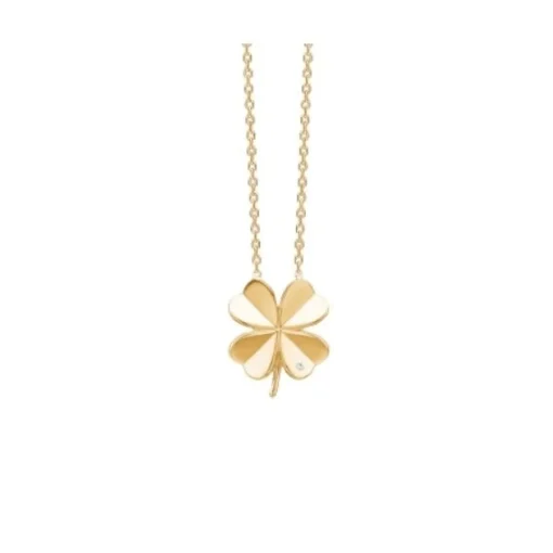 Mads Z - Clover Halskette mit Zirkon in 8kt. Gold